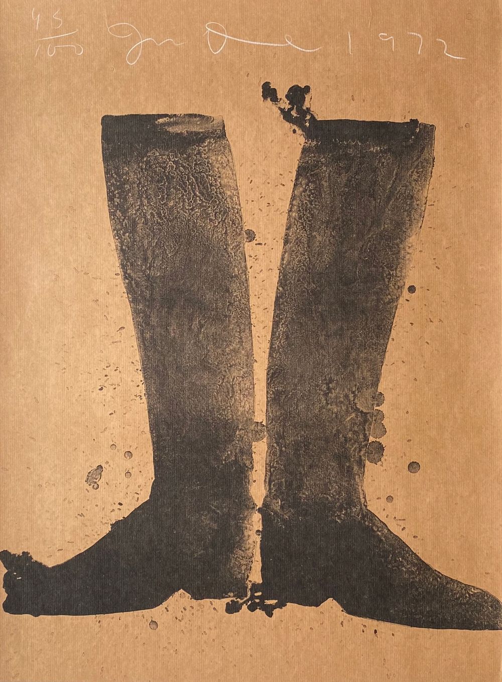 Silhouette black boots on brown paper