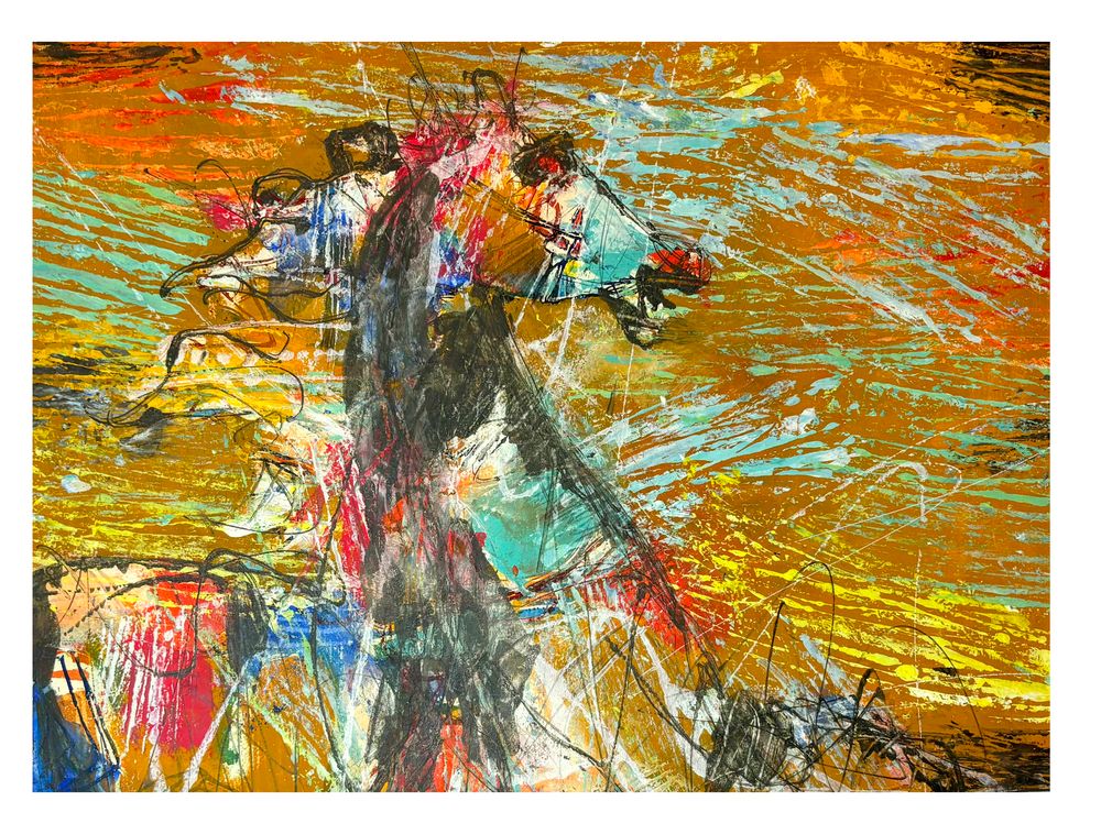 Retour II - (gravure rehaussée à l'acrylique)