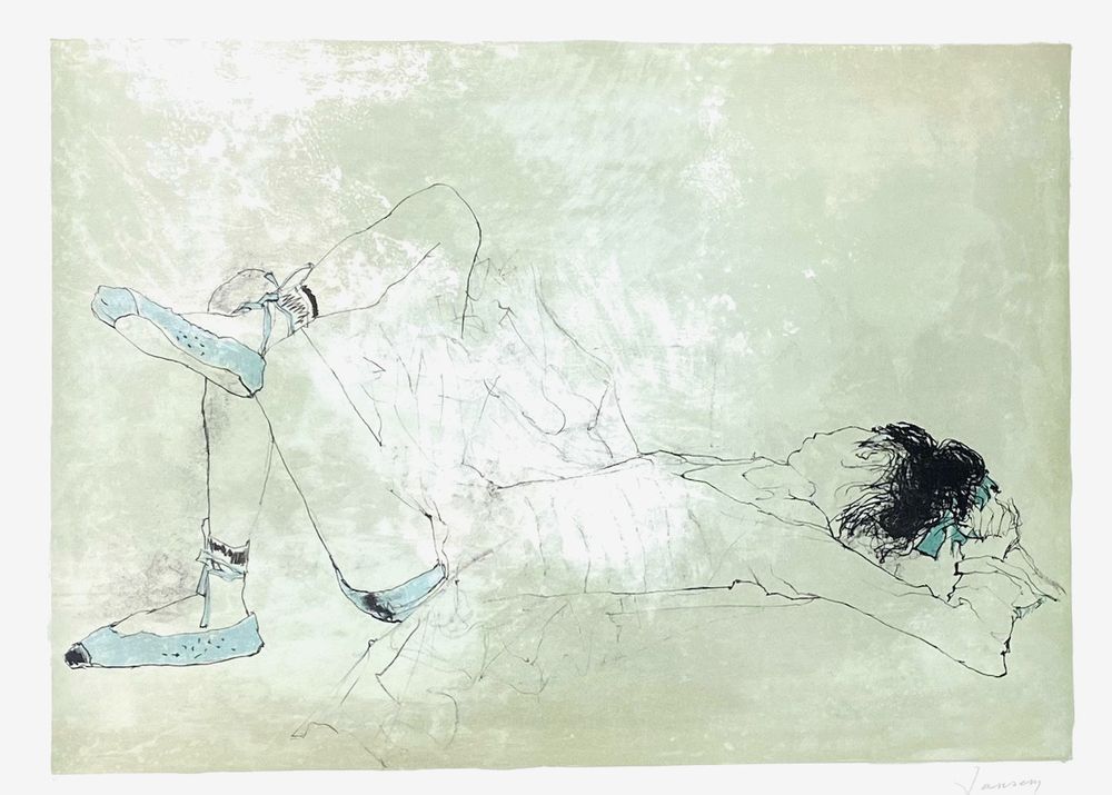 Ballerine aux chaussons bleus