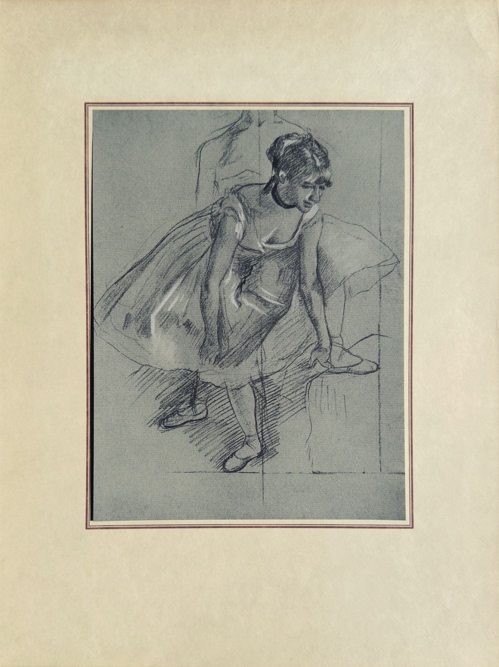 Pastels et dessins - Danseuse réajustant son chausson