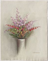 Baies et fleurs roses