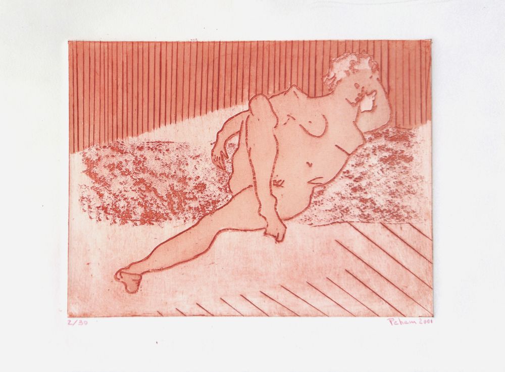 Jeune femme nue étendue