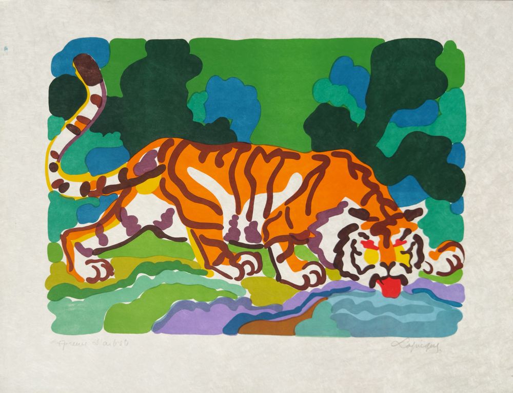 Asie - Tigre buvant