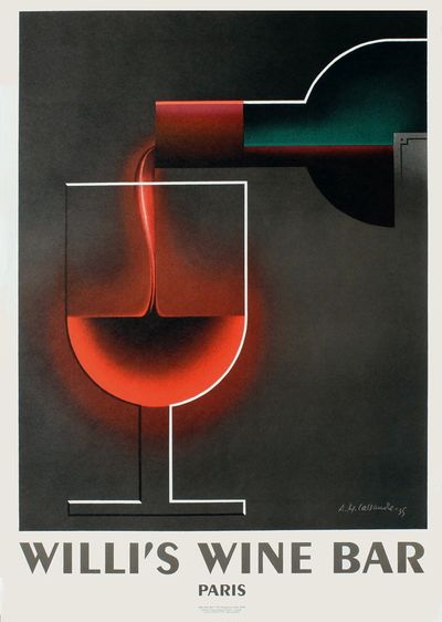 お部屋のインテリアにフランス製リトポスター「Willi’s Wine Bar」 Place-des-Arts - WILLI'S WINE BAR