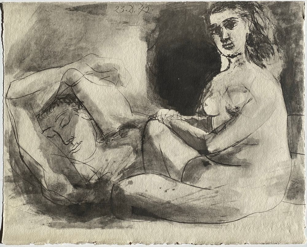 La flûte double - Homme couché et femme assise I