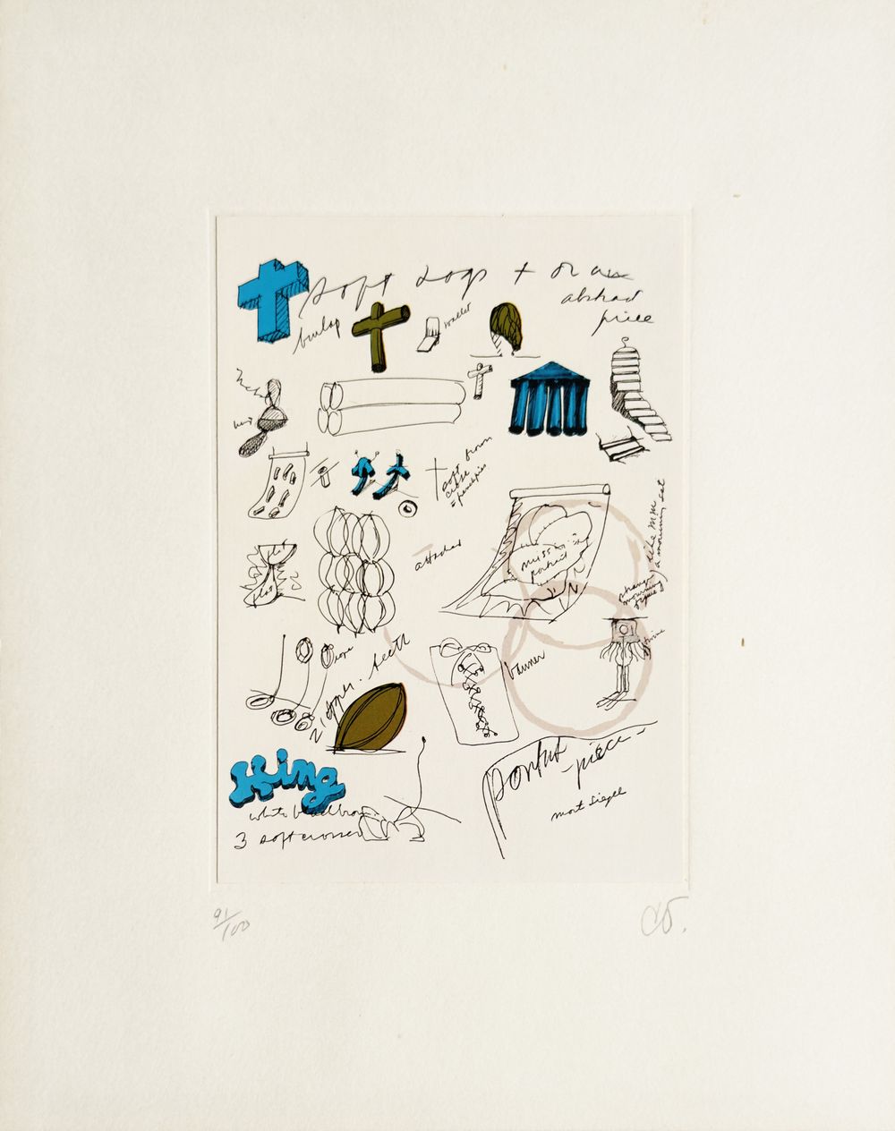 Notes in hand - Sketches for sculptures,Crosses, King...