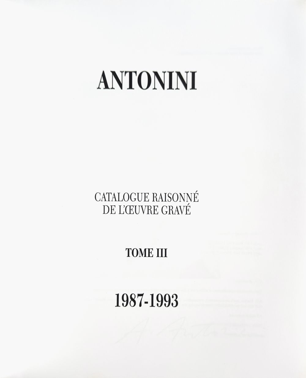 Catalogue raisonné de l'oeuvre gravé 1987-1993