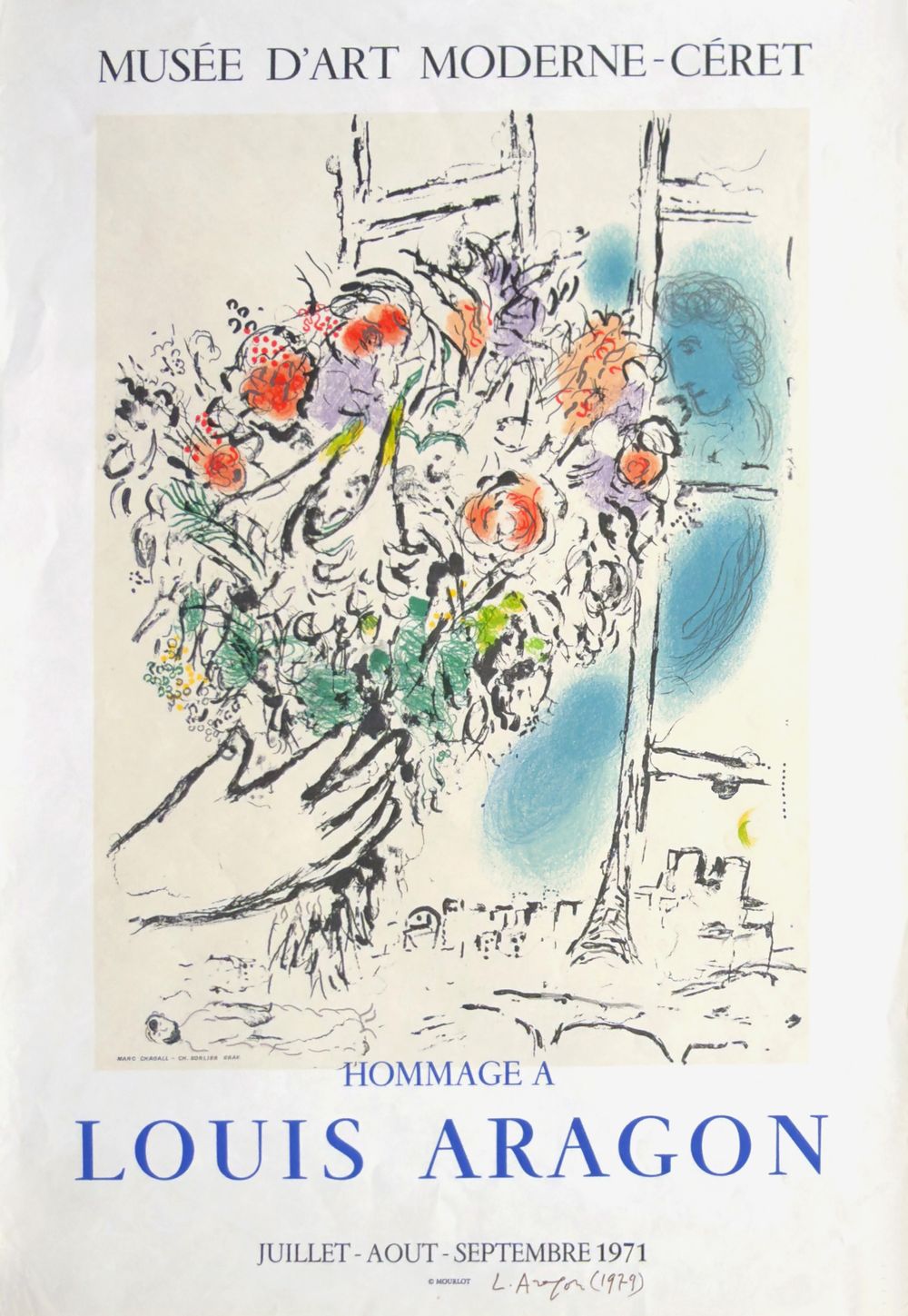 Expo 71 - Hommage à Louis Aragon - Musée d'Art Moderne - Céret - signée par Aragon
