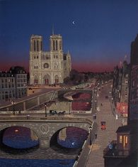 Paris - Perspective de Notre Dame la nuit