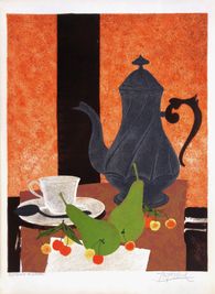 Nature morte à la cafetière et aux poires