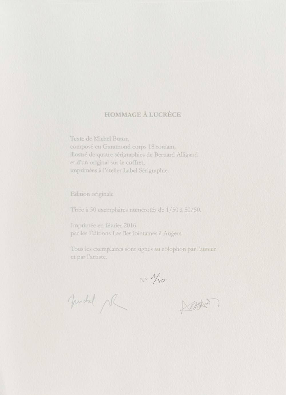 Hommage à Lucrèce (4 sérigraphies et 1 original en couverture)