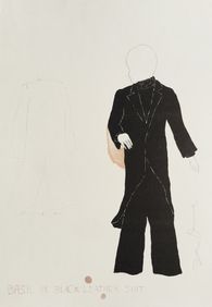 Basil in black leather suit