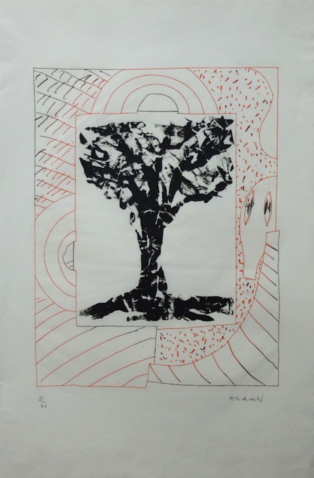 Arbre central, à l'orange