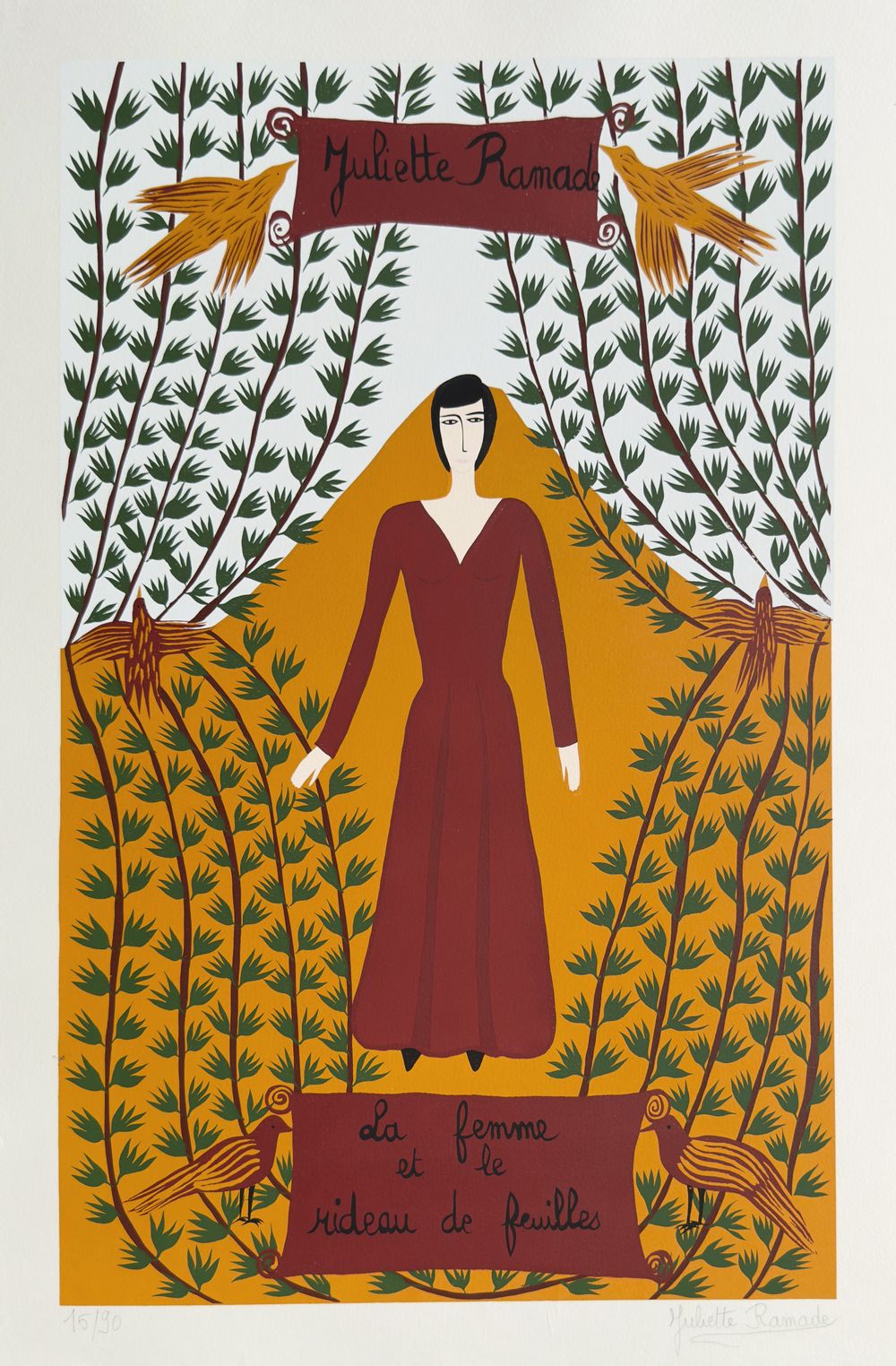 La femme et le rideau de feuilles