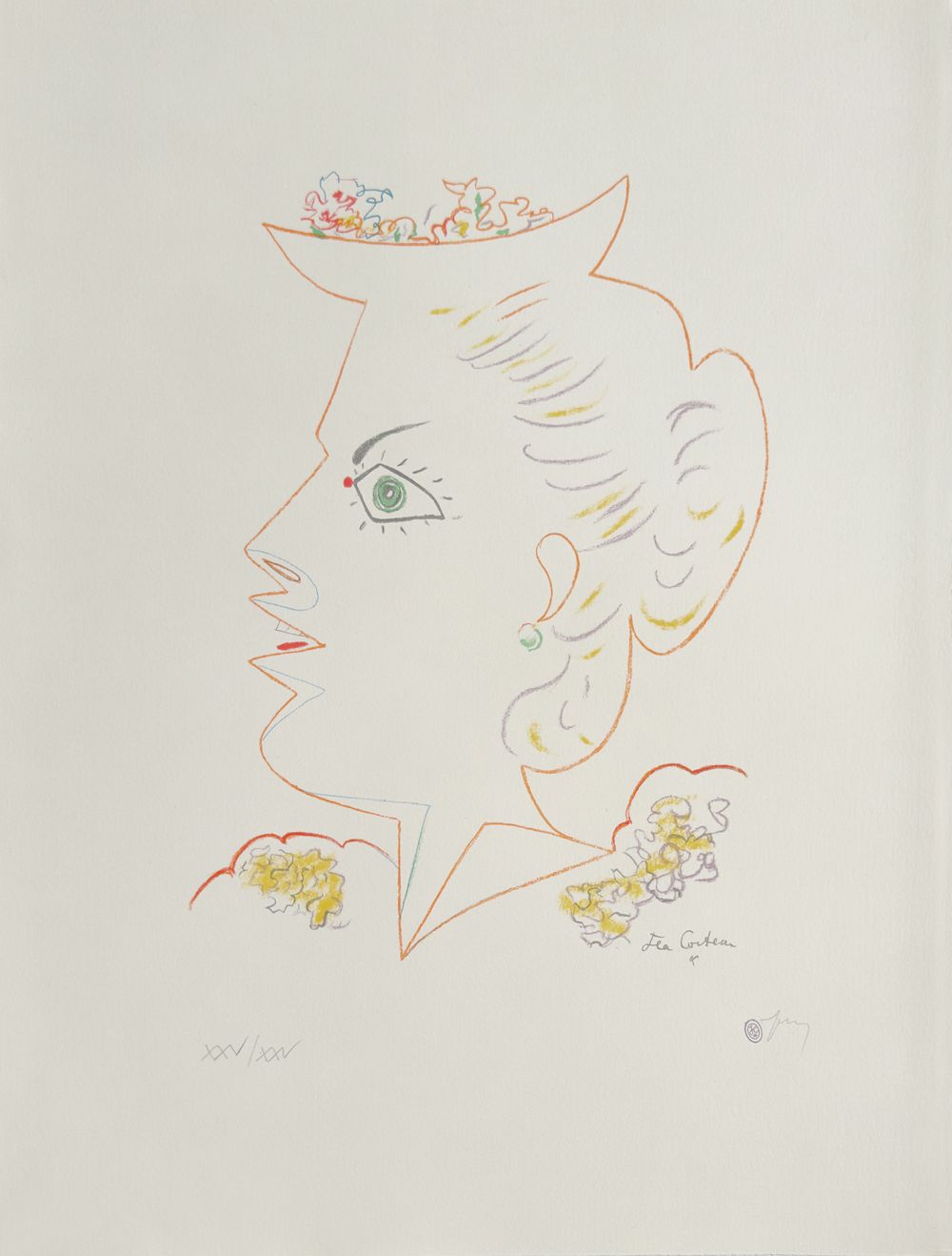 Album Mourlot - Profil de jeune fille en couleurs