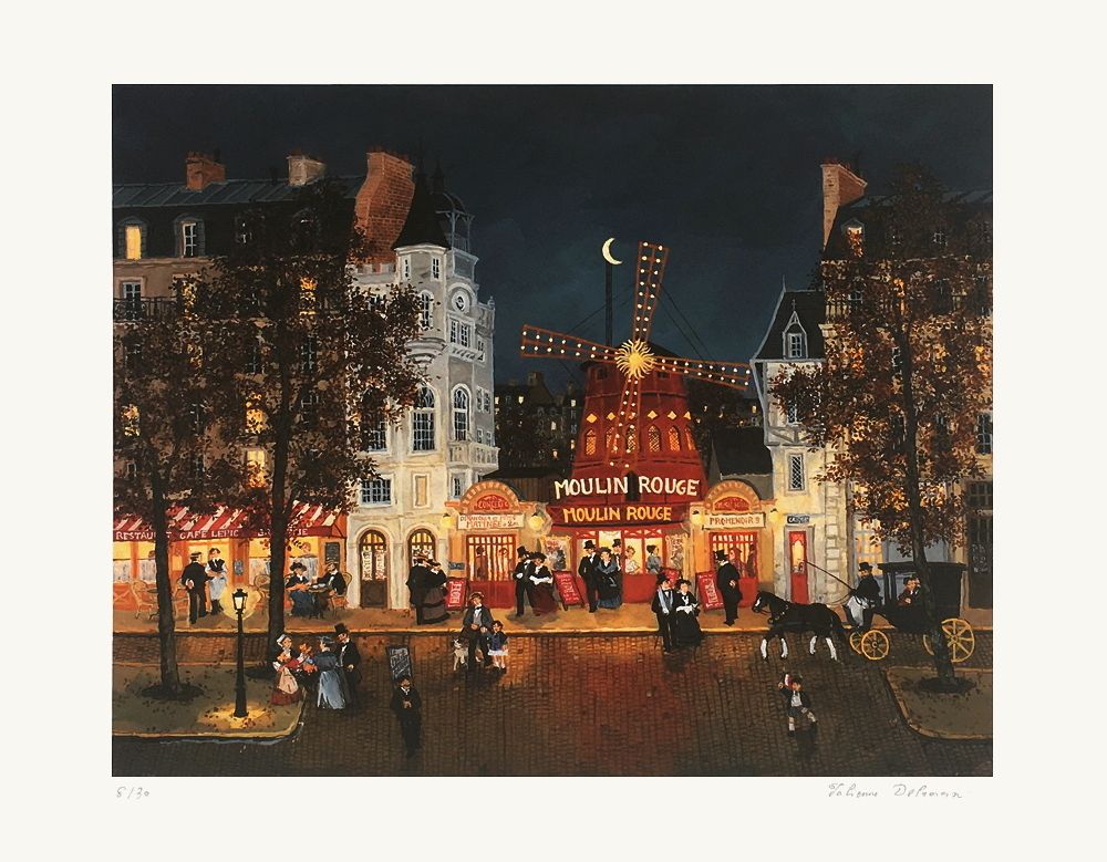 Paris - Le Moulin Rouge la nuit