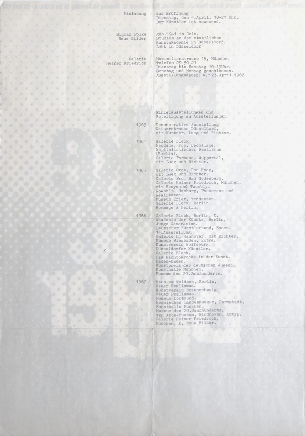 Expo 67 - Galerie Heiner Friedrich - Neue Bilder