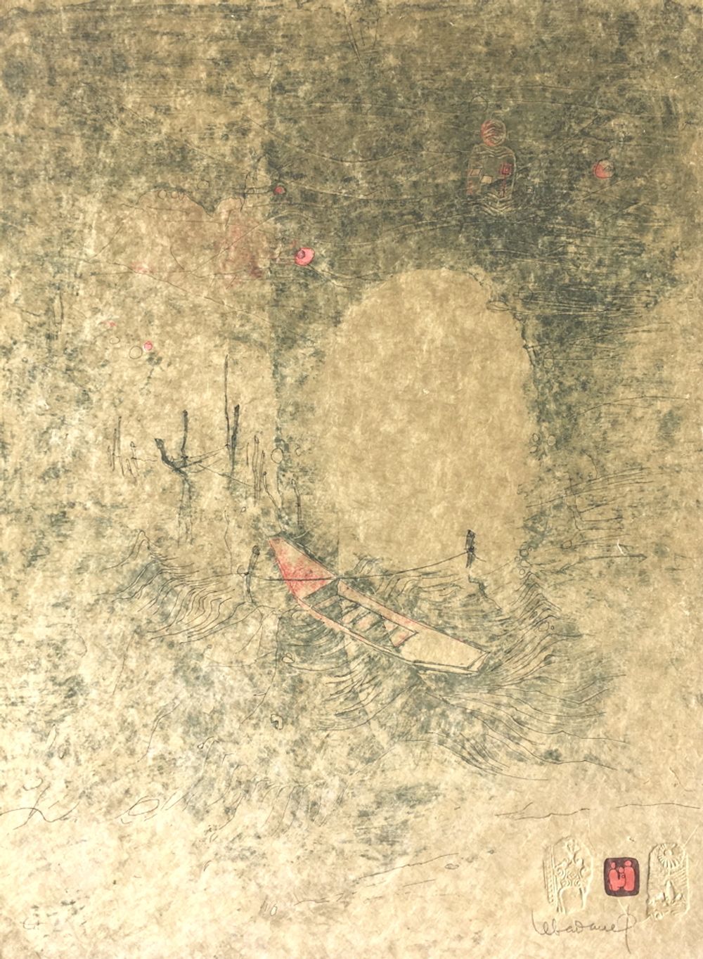 Paysage du Vietnam - barque sur le lac