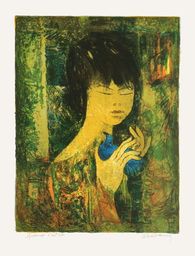 Portraits - fille à l'oiseau bleu