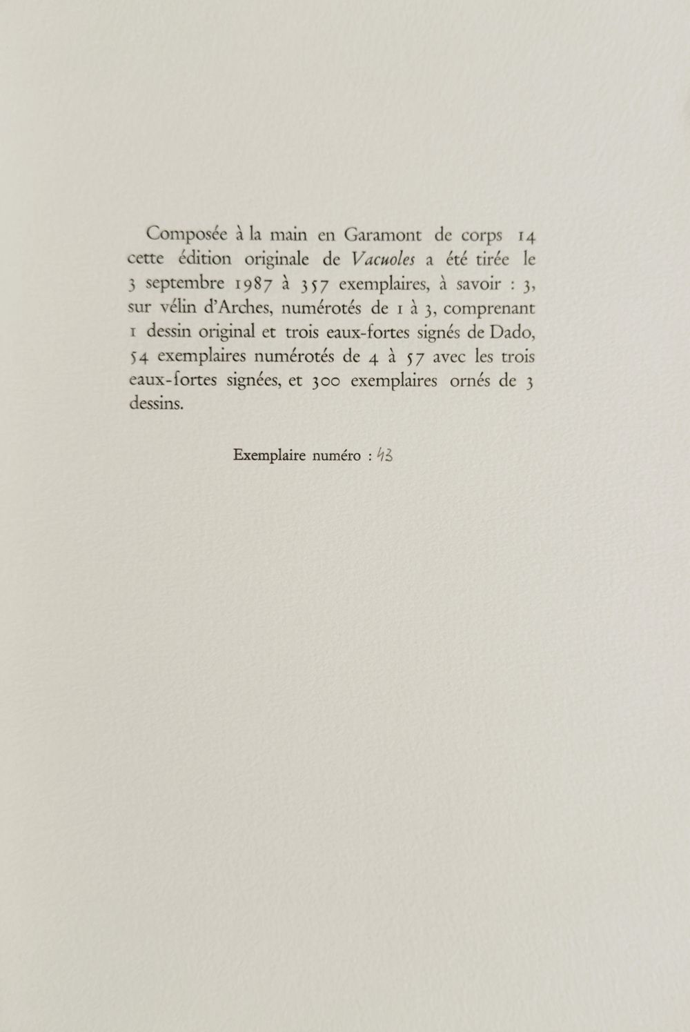 Vacuoles - Texte Claude Louis Combet (3 gravures signées)