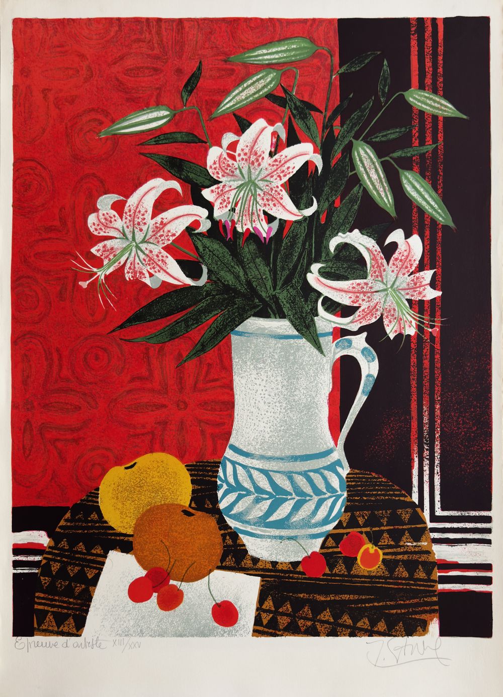 Fleurs de lys et cerises II   