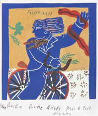 Cycliste à l'écharpe rouge