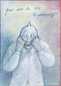 Pas sur la tête le préservatif (sida)