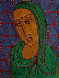 Portrait de femme au châle vert