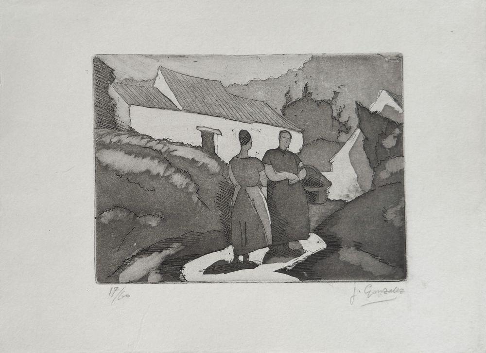 Deux paysannes au bord du village