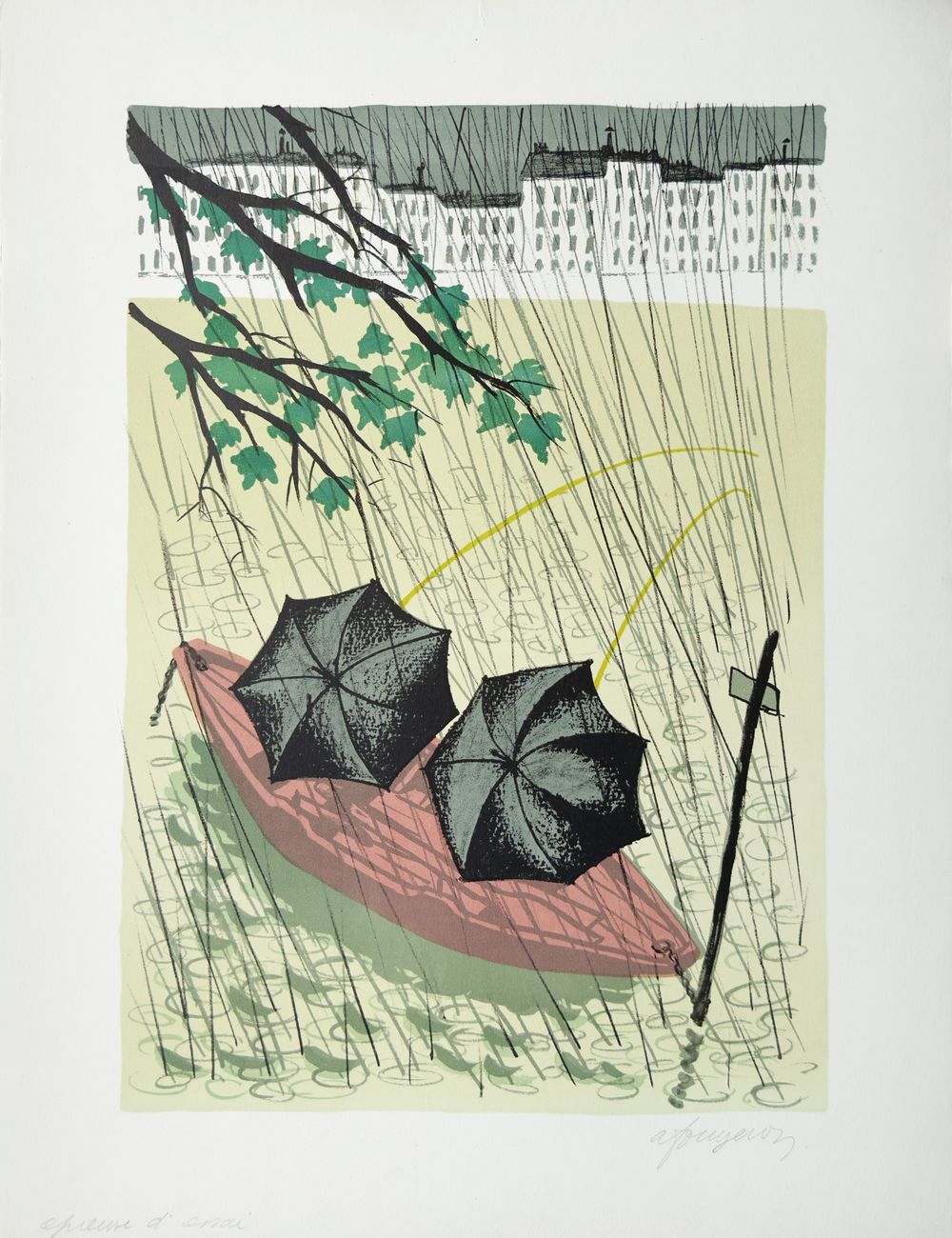 Les pêcheurs sous la pluie