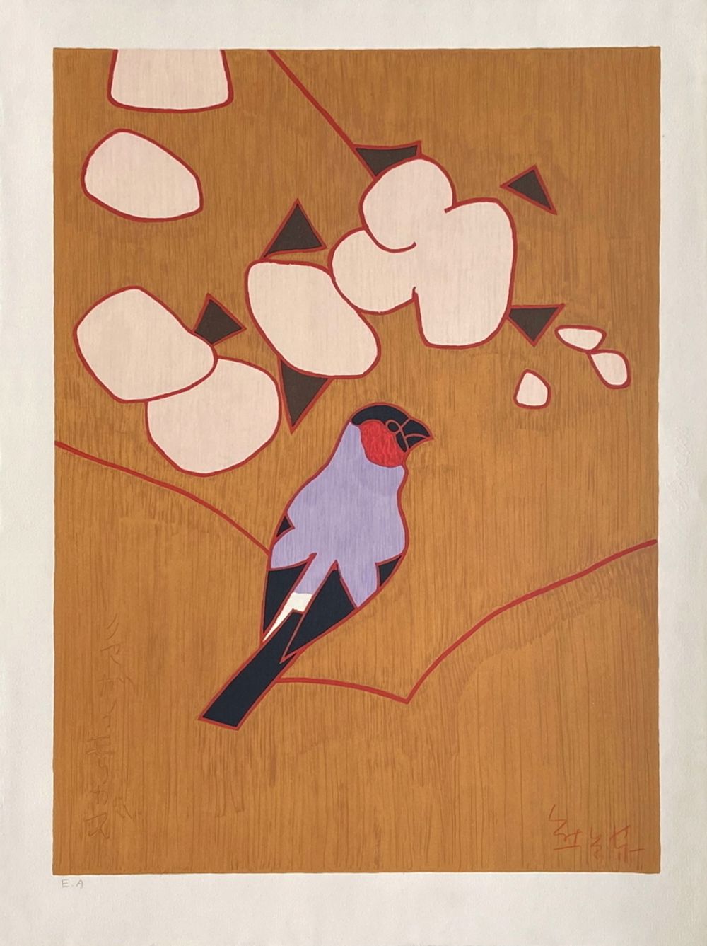 絵画　クマガイモリカズ　油彩　お盆　鳥 Place-des-Arts - Morikazu KUMAGAI 熊谷守 (1880 - 1977)