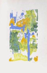 Paysage au tronc bleu