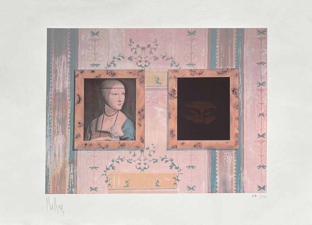 La dame à l'hermine et un masque en holographie