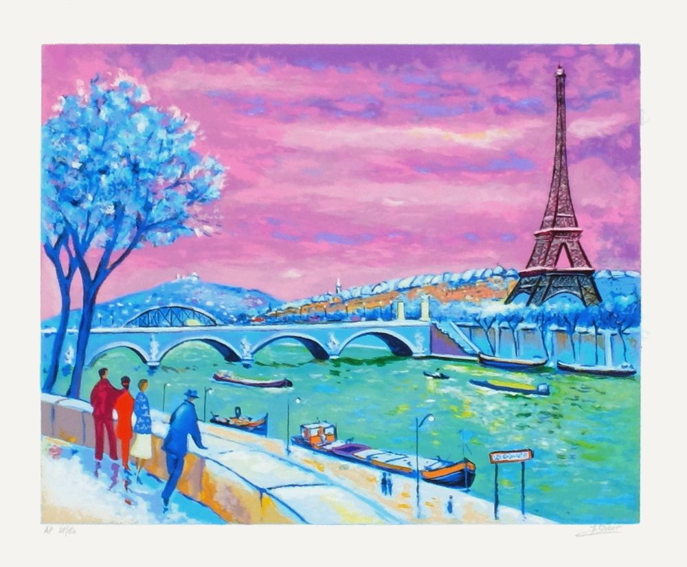 Paris - La Seine et la Tour Eiffel sous la neige