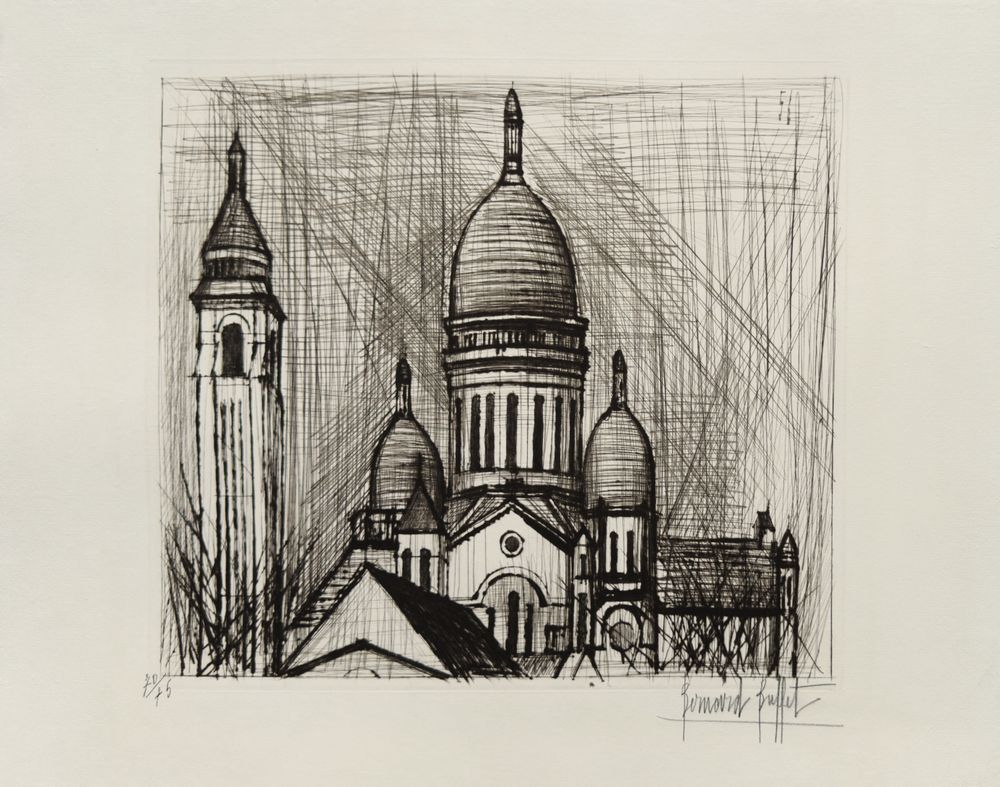 ベルナール・ビュッフェ、Le Sacre-coeur de Montmartre ベルナール・ビュッフェ、Le Sacre-coeur de Montmartre