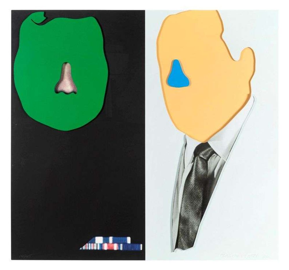 The Gemini series : Two Faces, One With Nose and Military Ribbons| One With (Blue) Nose and Tie