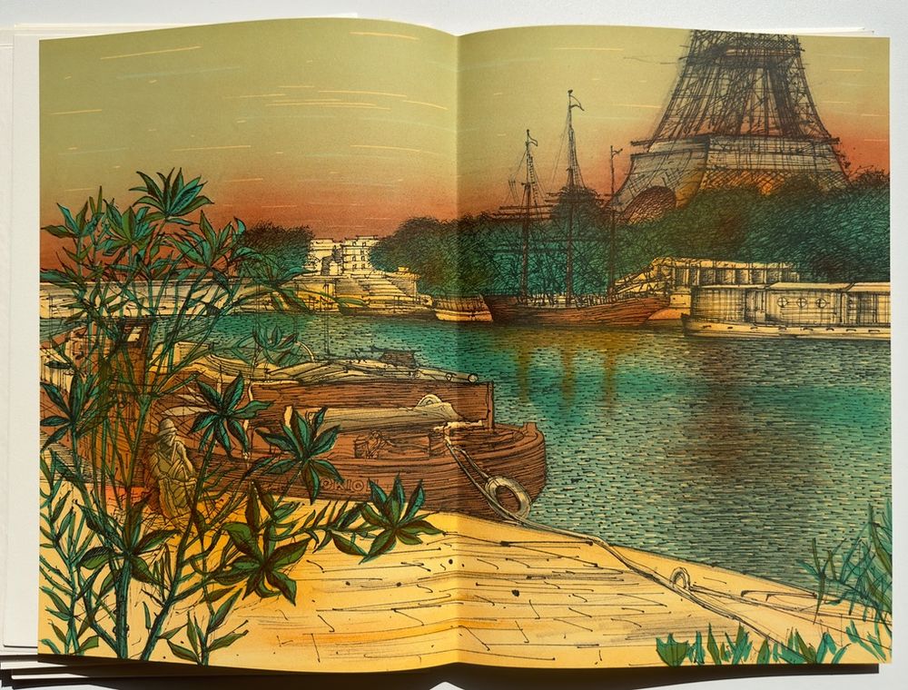 Paris sur Seine (illustrated book + original drawing)