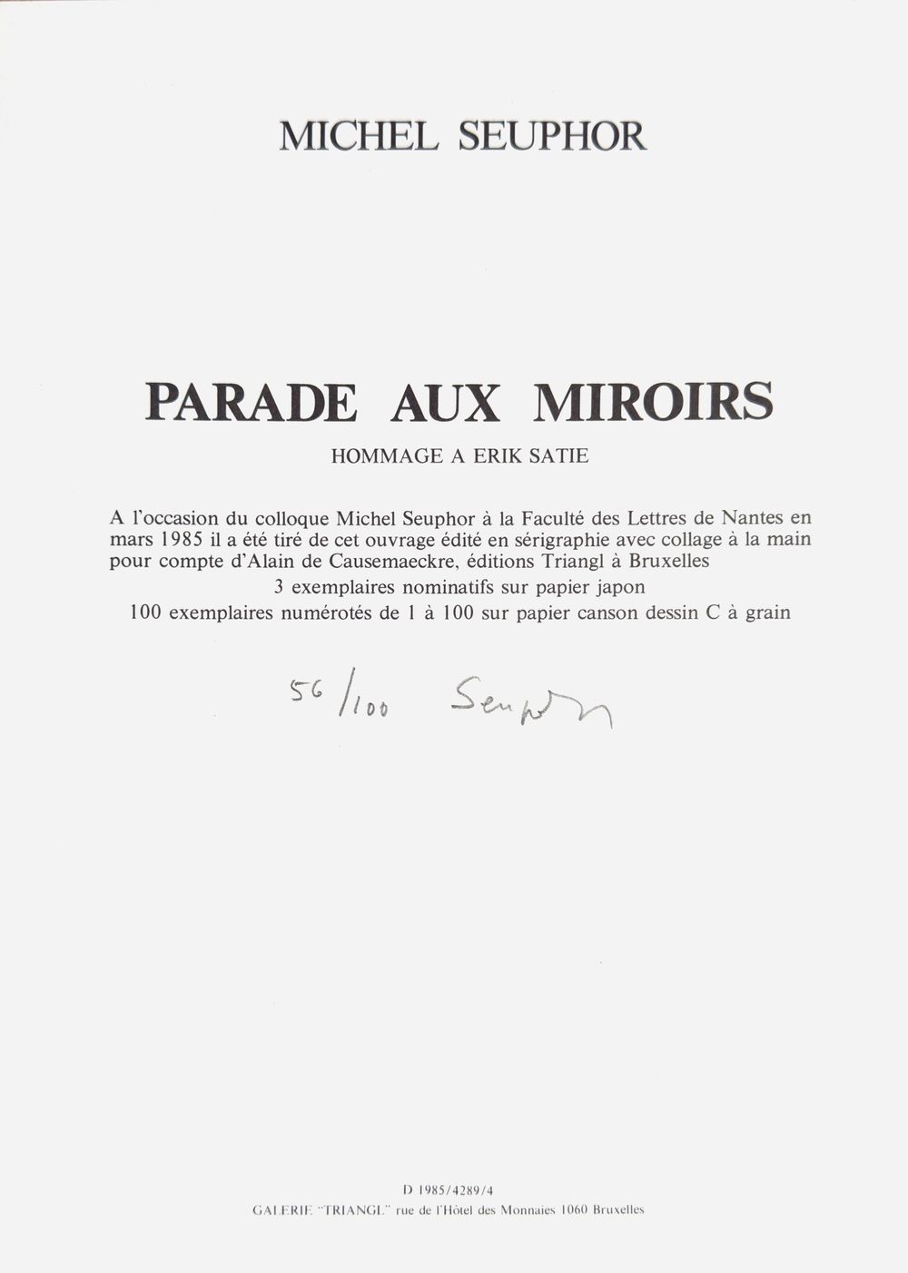 Parade aux miroirs (portfolio complet 8 sérigraphies)