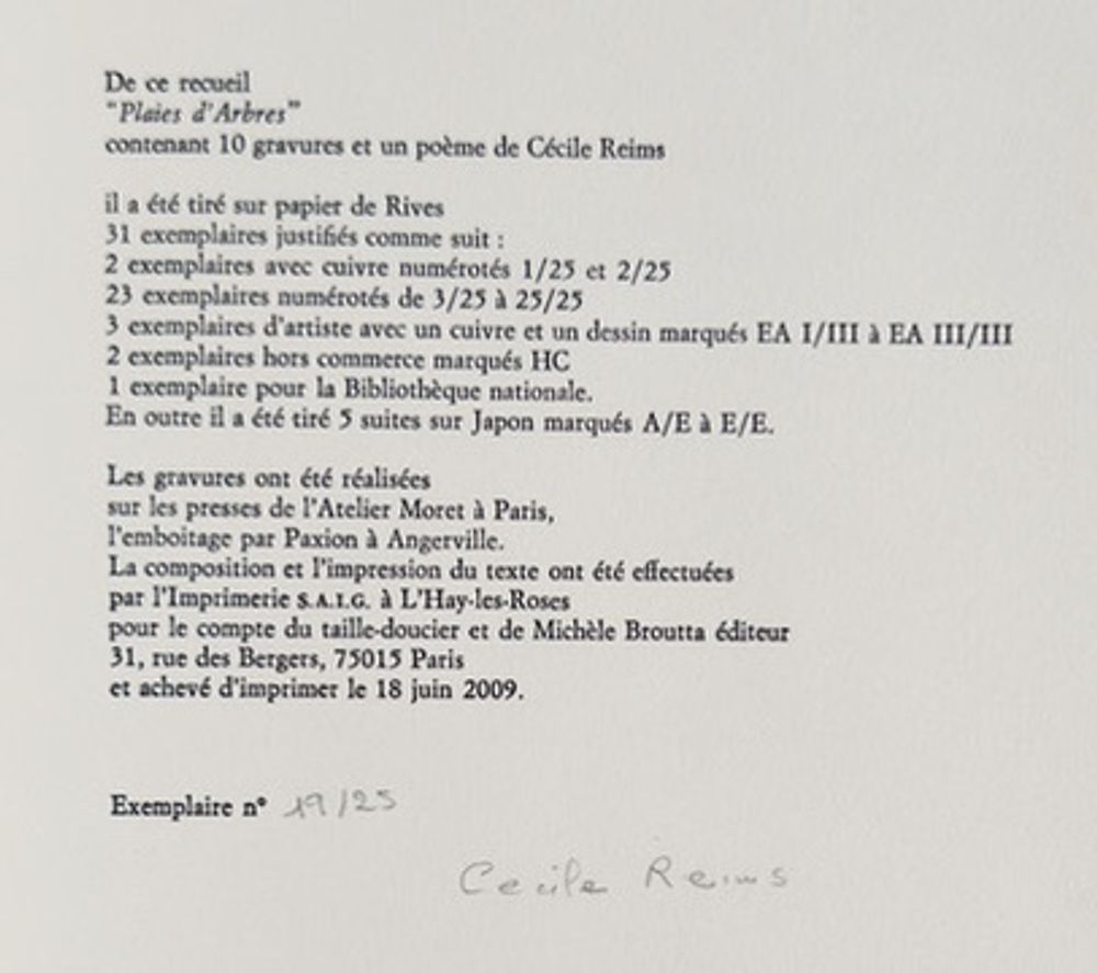Plaies d'arbres (portfolio de 10 gravures)