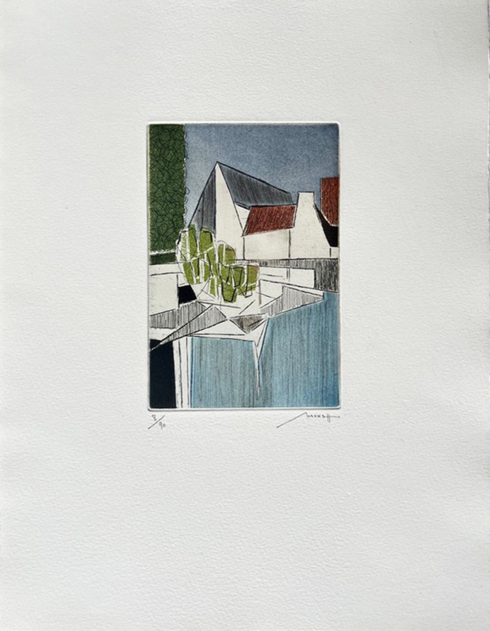 Hier - 1 pastel et 7 gravures signés 