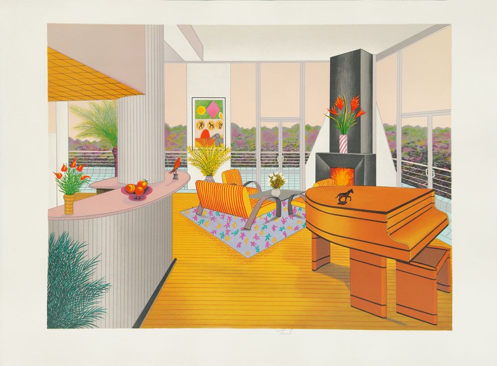 Interior with fireplace