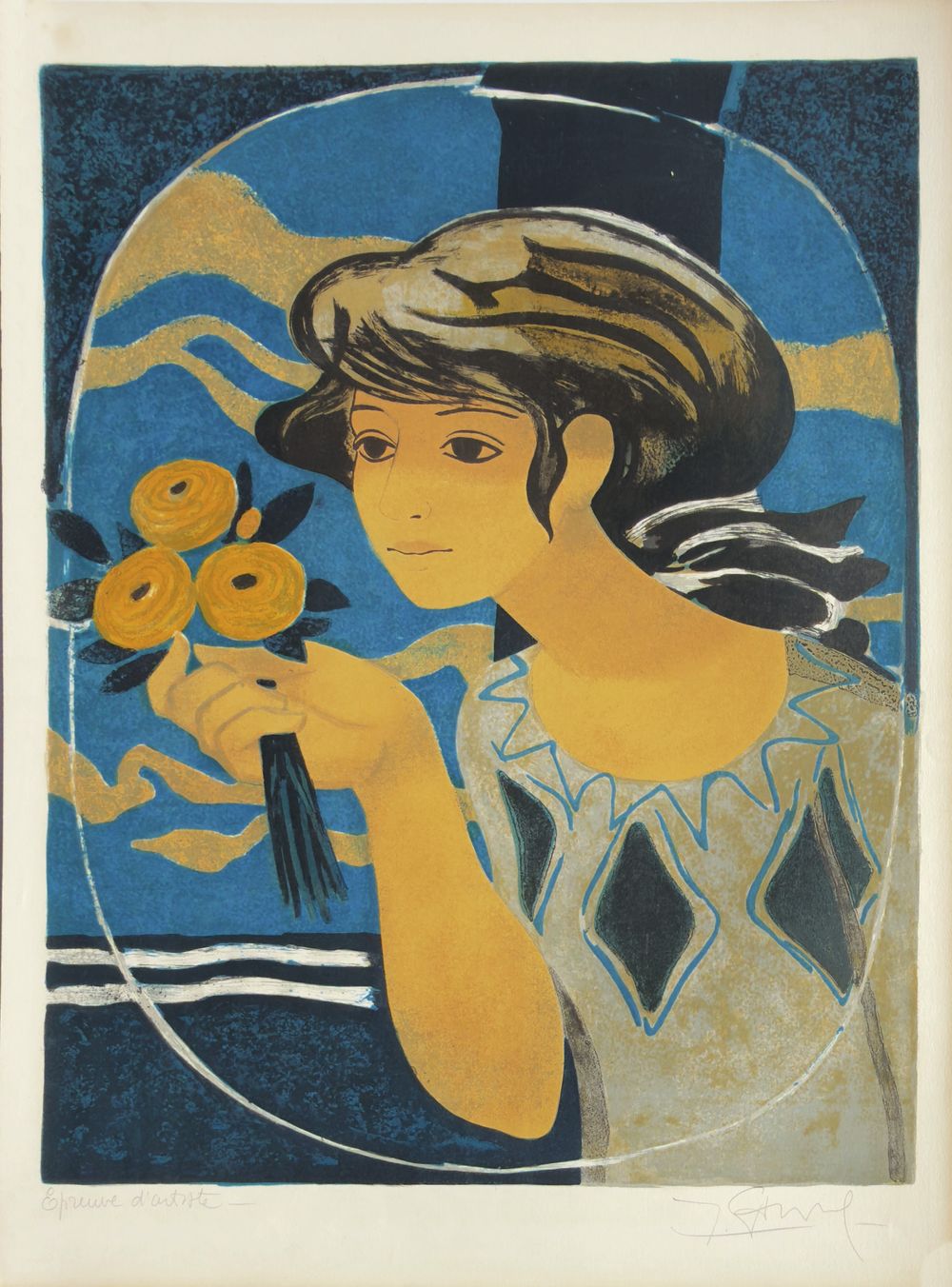 Jeune femme au petit bouquet