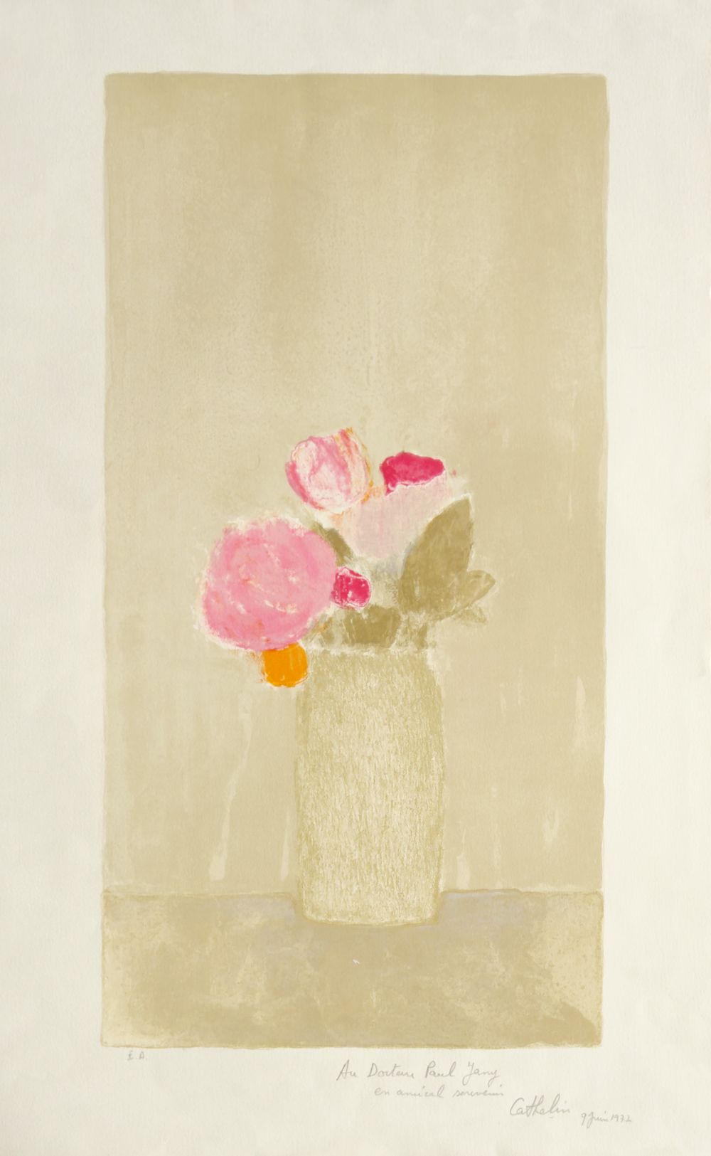 Bouquet de roses au fond gris