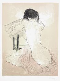 Nu de dos au tabouret
