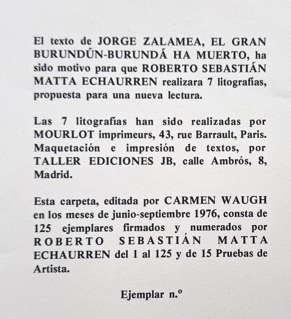 El gran Burundùn-Burundà ha muerto - Text by Jorge Zalamea (Complete portfolio)