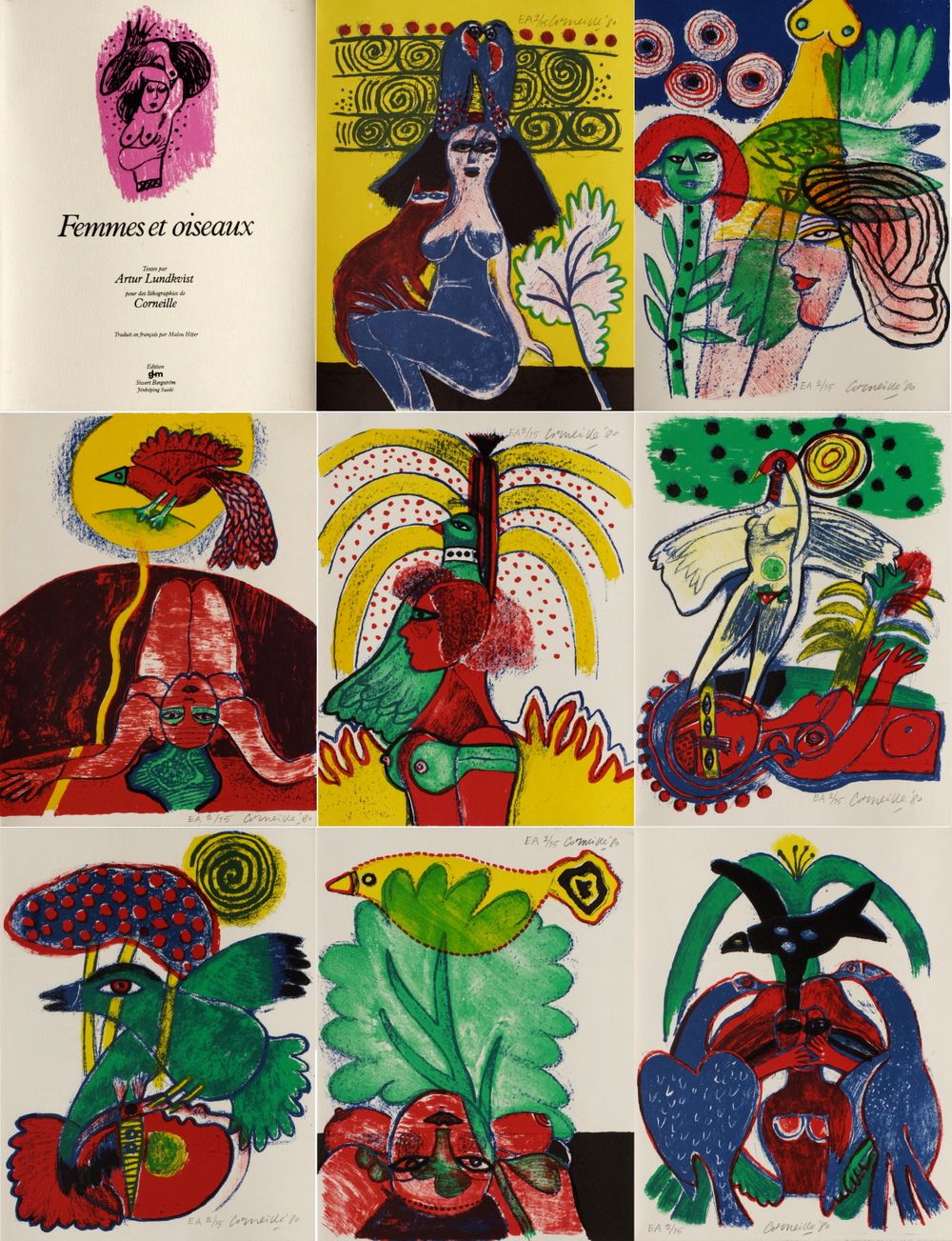2000 - Femmes et oiseaux (8 lithographs signed)