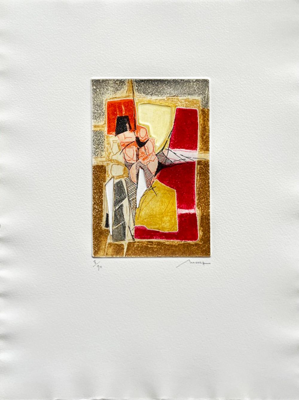 Hier - 1 pastel et 7 gravures signés 