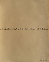 Autocritique lettriste de Ben - Ce texte n'est pas copyright
