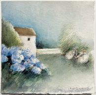 Vélo et hortensias
