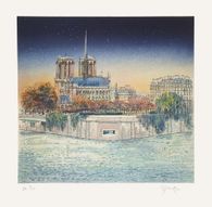 Paris - L'abside de Notre-Dame, effet de nuit